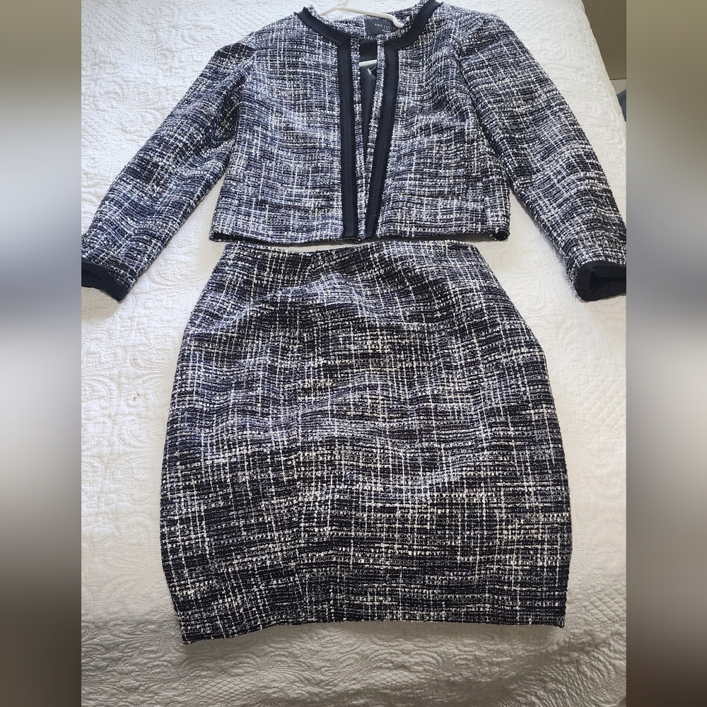 Elegant Black and White Tweed Skirt